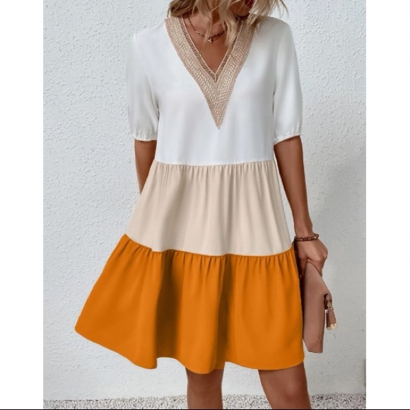 Boho Color Block Lace Oversized Dress - Picture 12 of 16